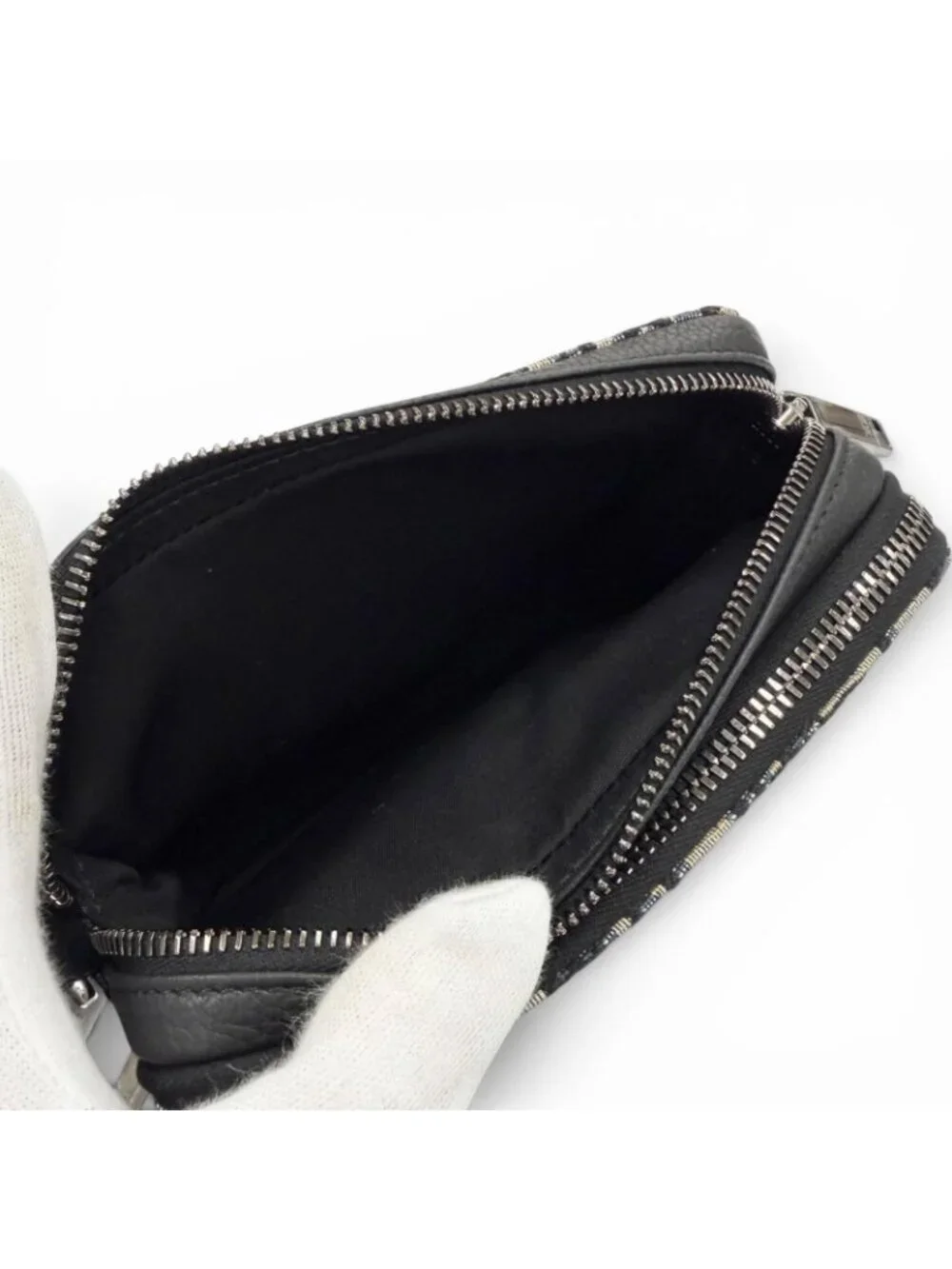 Dior Homme Leather Oblique Zip Pouch Shoulder Bag Navy